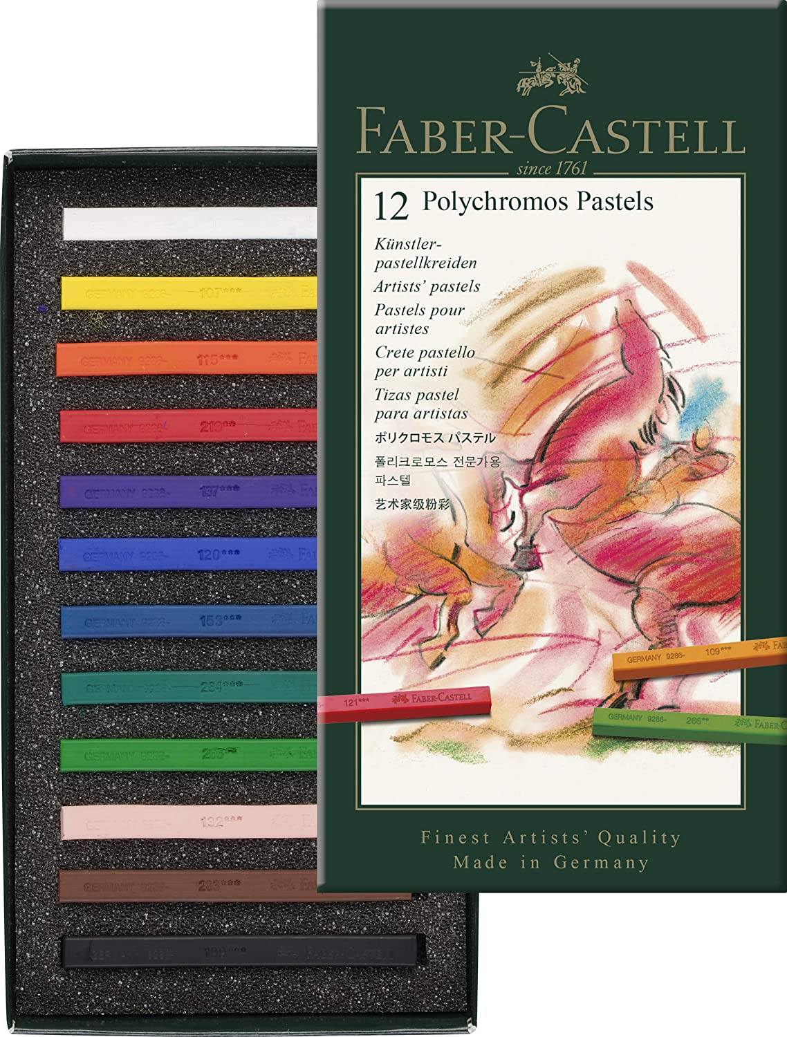 FABER-CASTELL Polychromos Artists Color Pastels Cardboard - (12 Pcs) - Al Masam Stationery LLC