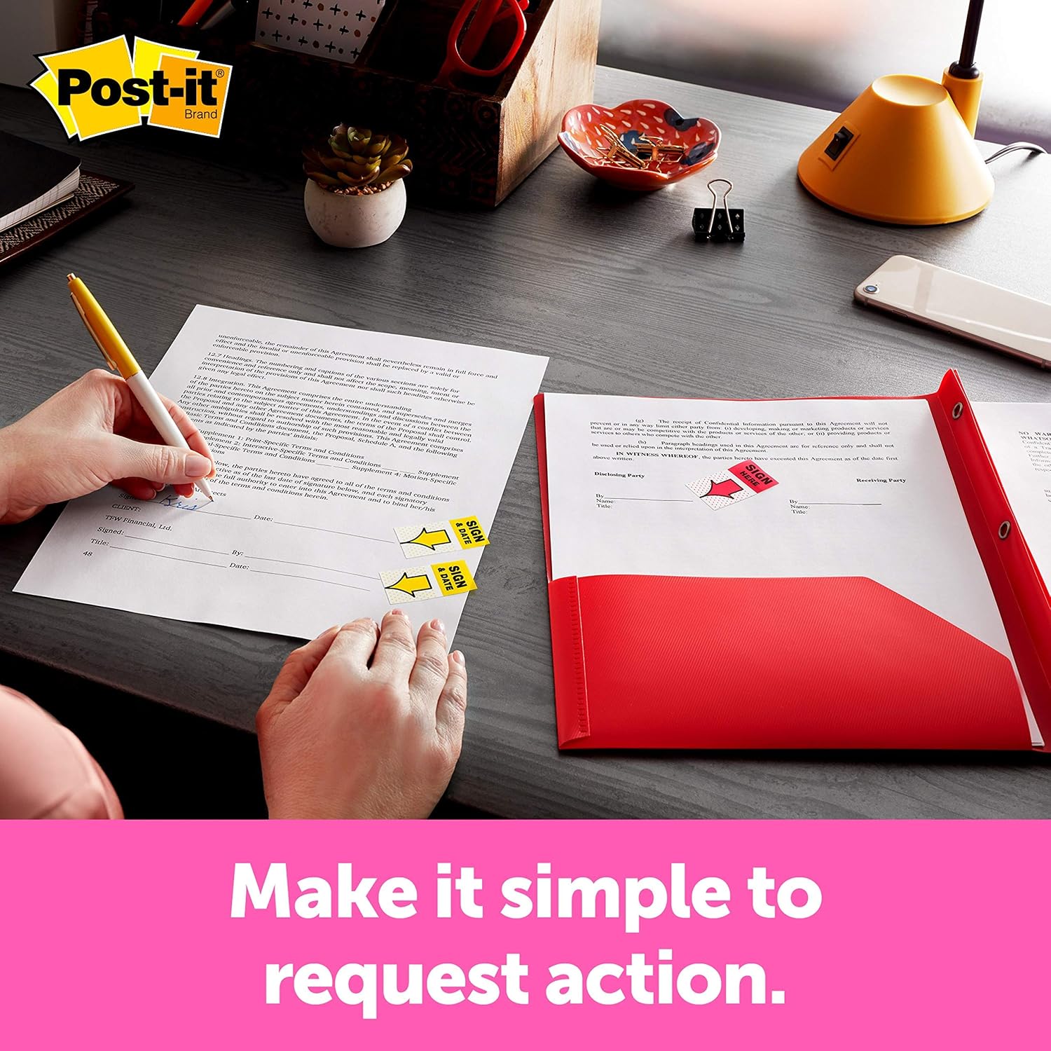 Post-it® Sign Here Message Flags 680-9 – Yellow, 50 Flags