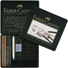 FABER-CASTELL PITT Monochrome Charcoal Pencil Set Tin of 22 - Al Masam Stationery LLC