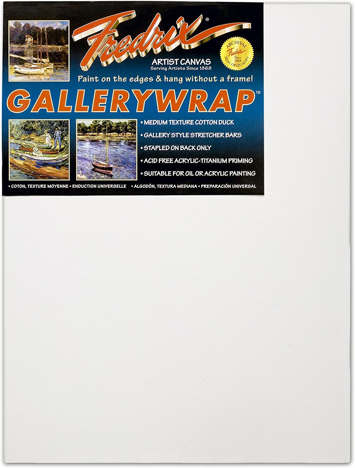 Fredrix Tara Stretched Canvas Gal Wrap 1-3/8"Bar (24 X 48)"Or (60.96 X 121.92)Cm - Al Masam Stationery LLC Main image