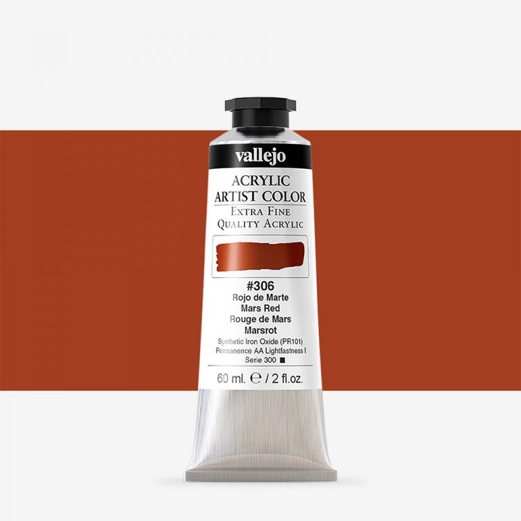 VALLEJO ACRYLIC ARTIST 306: 60 ML. MARS RED - Al Masam Stationery LLC