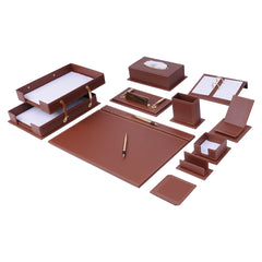 ELMAS 14-Piece Leather Desk Set & Organizer for Office Style