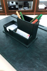 ELMAS Elegant 2-Piece Leather Desk Organizer Set