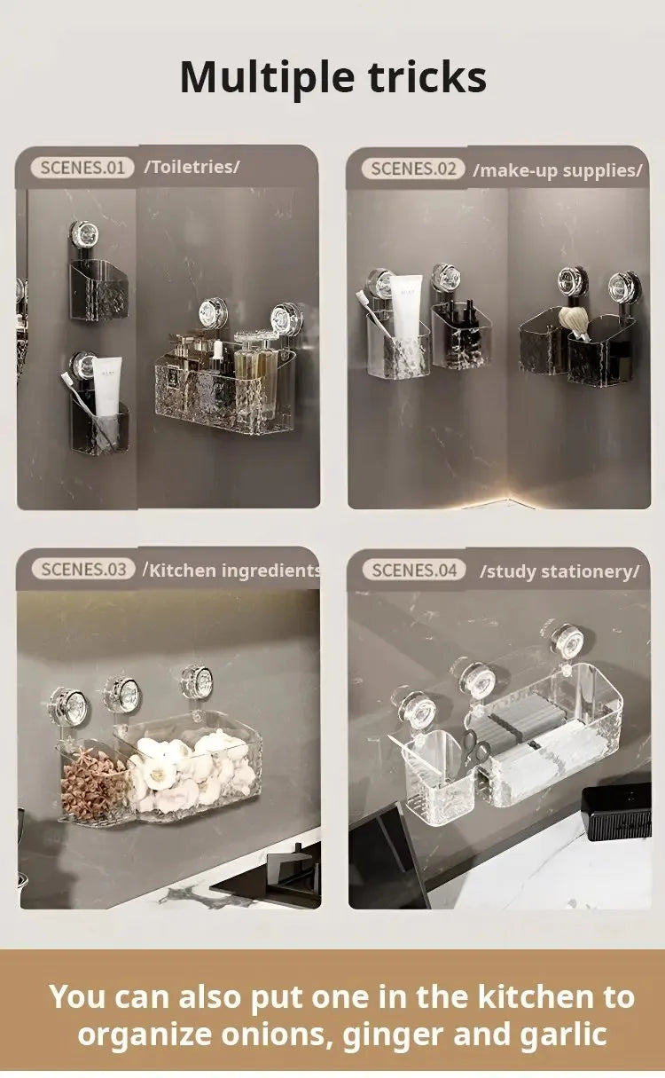 ELMAS Wall-Mounted Corner Bathroom Shelf with Suction Cup - Al Masam Stationery LLC