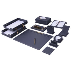 ELMAS 14-Piece Leather Desk Set & Organizer for Office Style