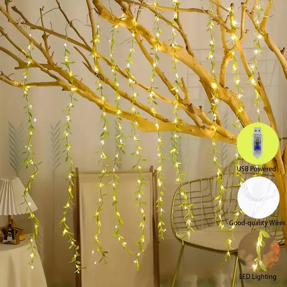 ELMAS 3m 100LED Willow Leaf Vine Lamp USB-Powered - Al Masam Stationery LLC