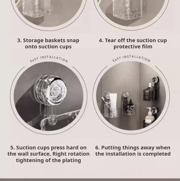 ELMAS Wall-Mounted Corner Bathroom Shelf with Suction Cup - Al Masam Stationery LLC