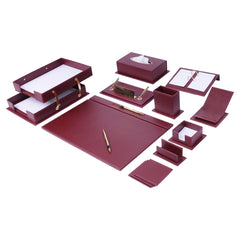 ELMAS 14-Piece Leather Desk Set & Organizer for Office Style