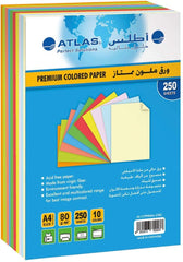 Atlas A4 Size Premium Colored Papers Multicolor 80gm - Al Masam Stationery LLC