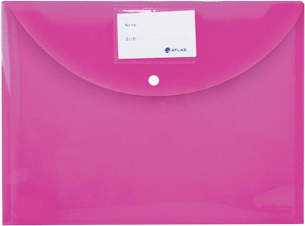 Atlas Document Bag With Card And Button Pink - Al Masam Stationery LLC Main image