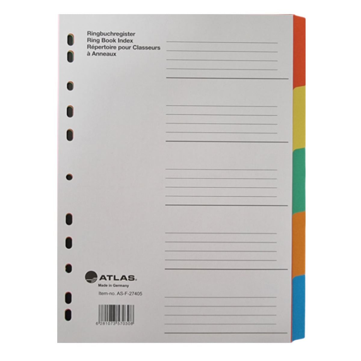 Atlas Manila A4 10-Part Divider Multicolor - Al Masam Stationery LLC Main image