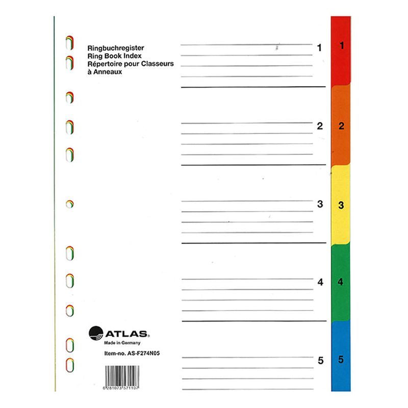 Atlas 1 Plastic Index Divider Multicolor - Al Masam Stationery LLC