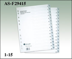 Atlas 1-15 Plastic Divider A4 - Al Masam Stationery LLC