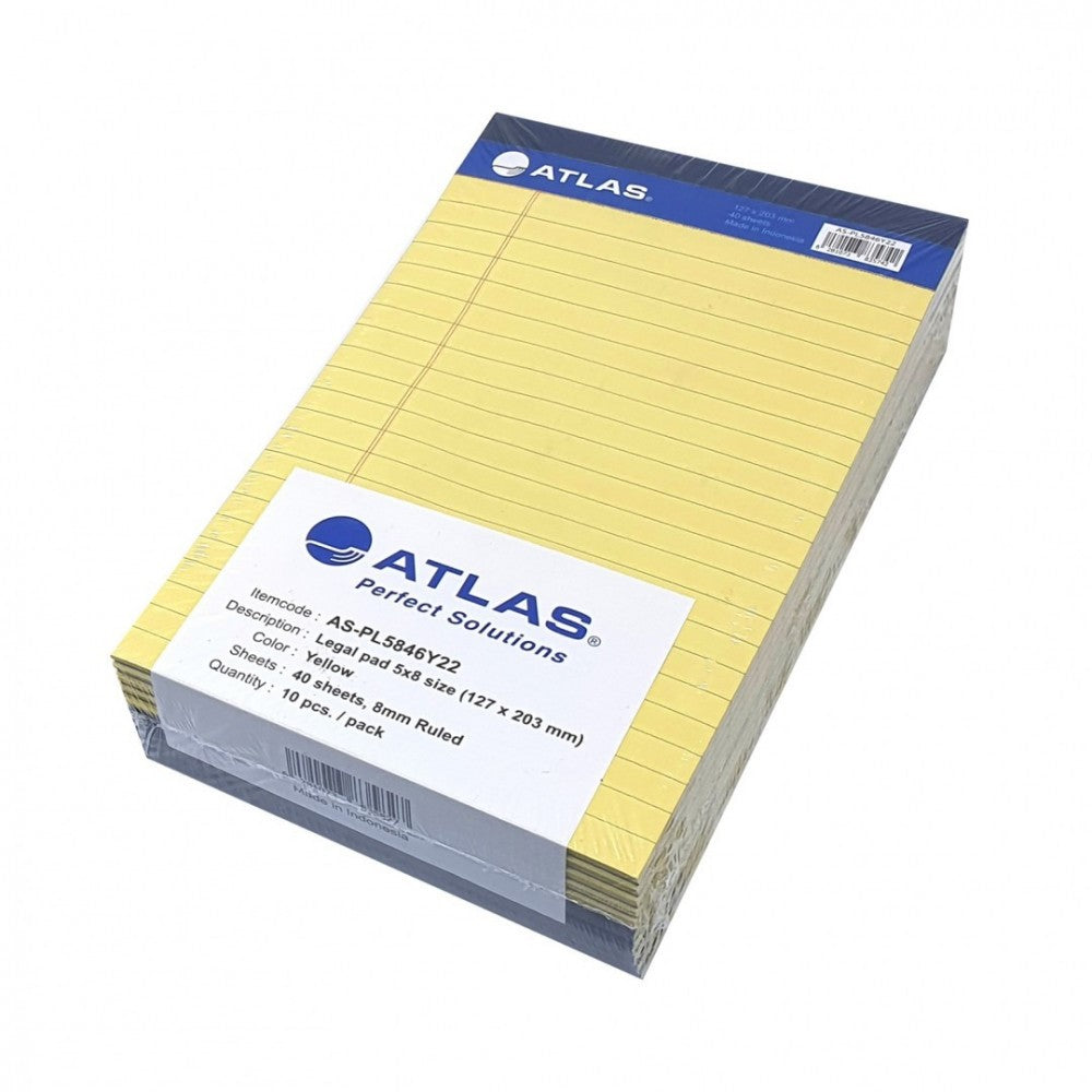Atlas 40 Sheet Legal Pad 5 x 8Inch Yellow - Al Masam Stationery LLC