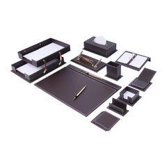 ELMAS 14-Piece Leather Desk Set & Organizer for Office Style