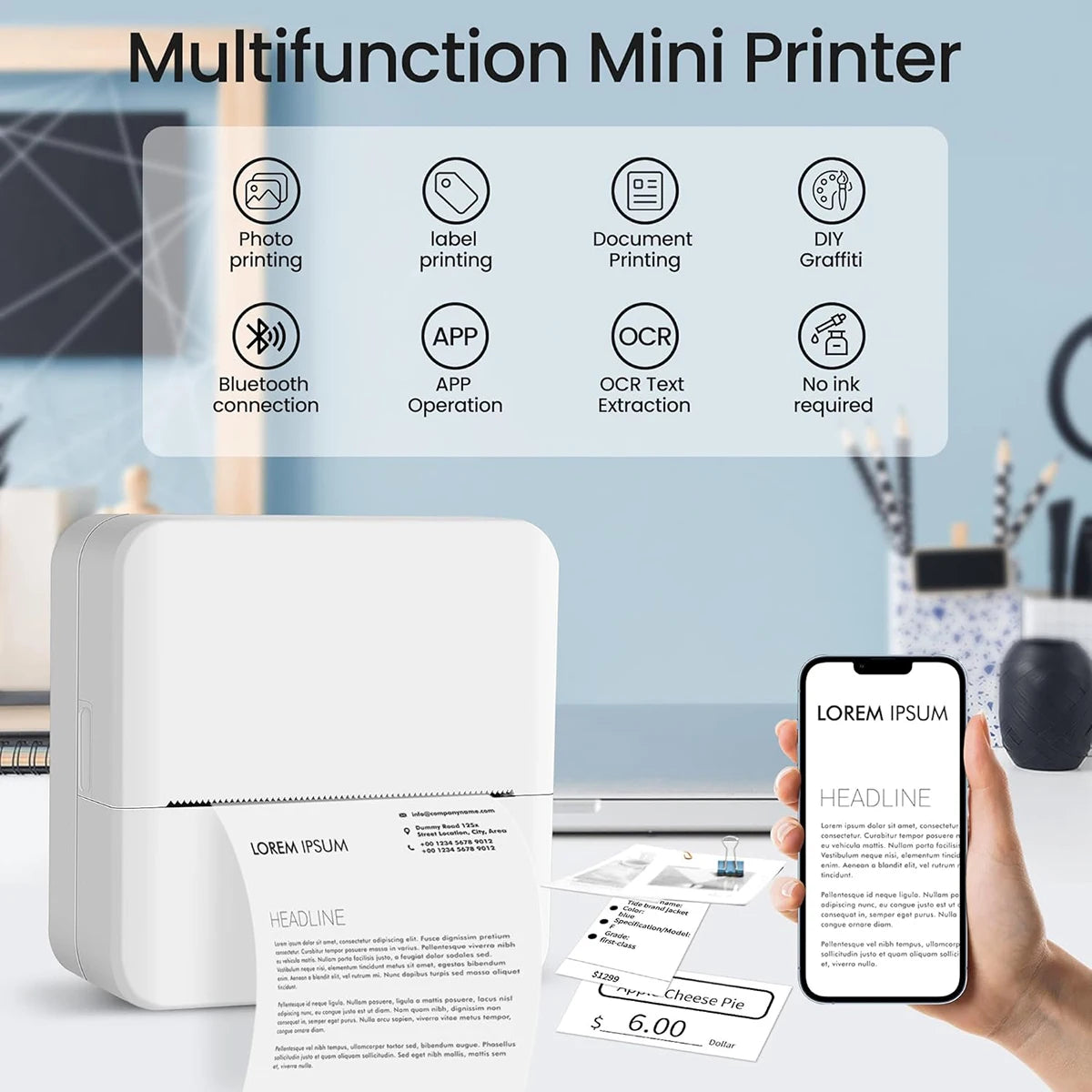 ELMAS Portable Inkless Mini Thermal Printer for Photos & Notes - Al Masam Stationery LLC