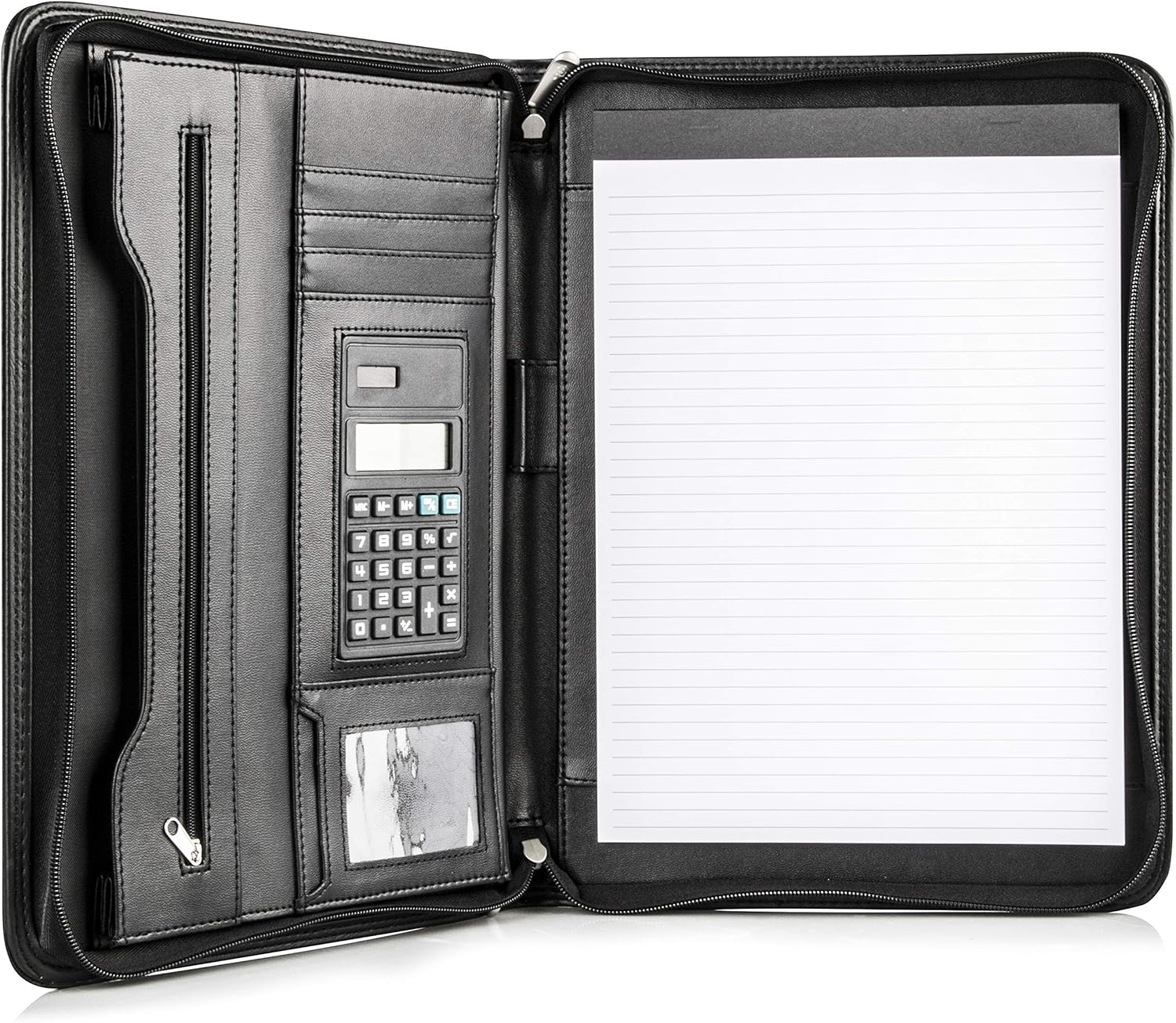 Alpha Portfolio with Calculator, Notepad, and Side Pocket