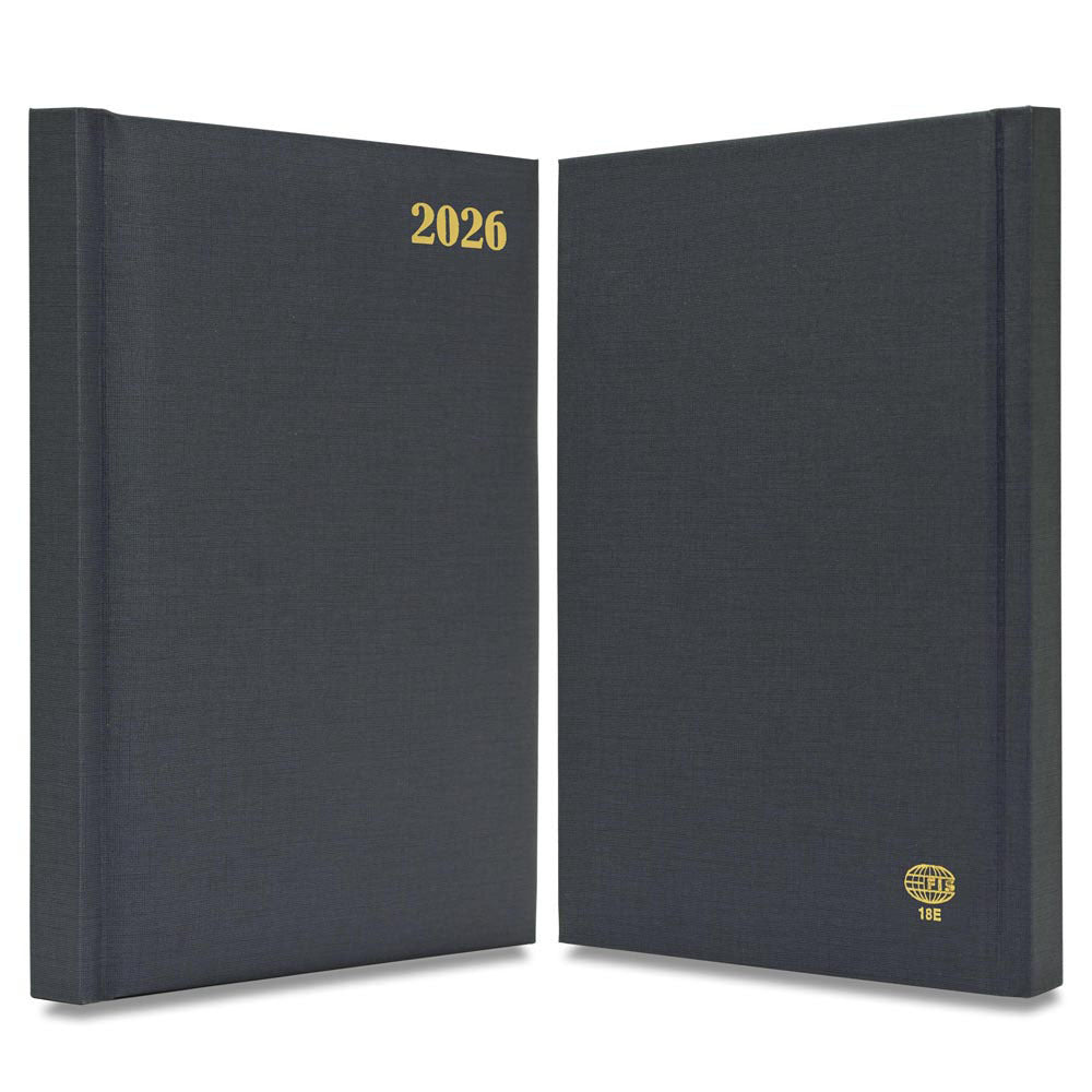FIS Grey A5 Padded Hard Cover Vinyl 2026 Diary-FSDI18E26GY - Al Masam Stationery LLC
