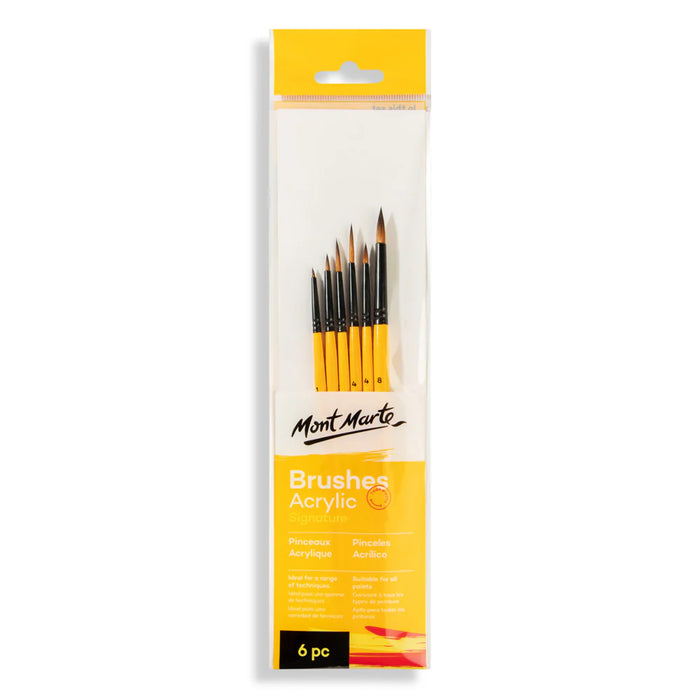 Mont Marte Gallery Series Acrylic Brush Set 6pc for Canvas & Studio Painting - Al Masam Stationery LLC - art & craft - art & craft