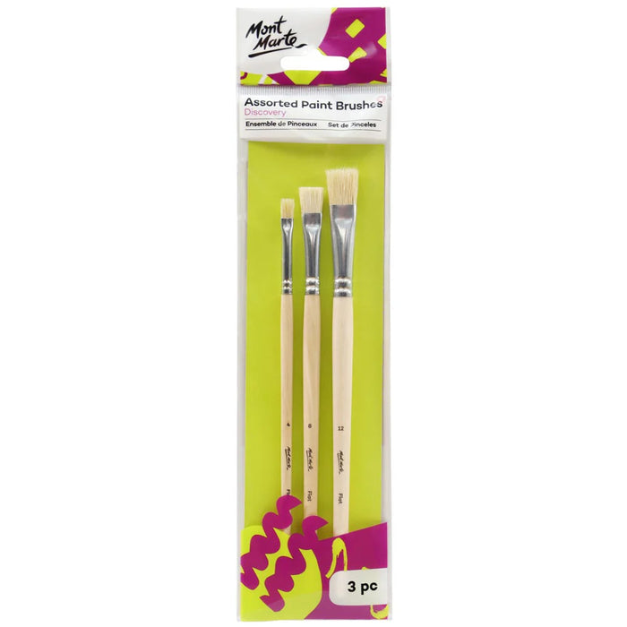 Mont Marte - BMHS0038 - 3pc Brush Set for Acrylic, Watercolour & Beginner Art Projects - Al Masam Stationery LLC - art & craft - art & craft