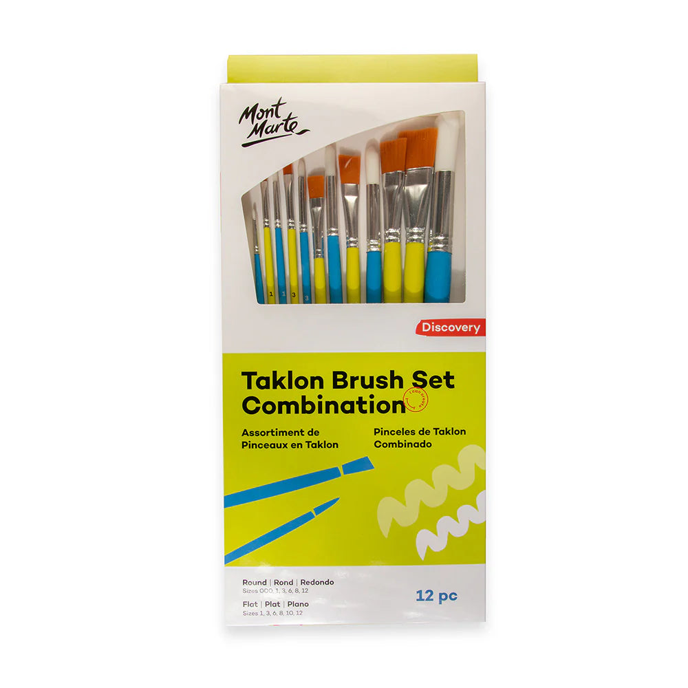 Mont Marte Taklon Combination Brush Set 12pc for Acrylic, Watercolour & Craft Painting Main image