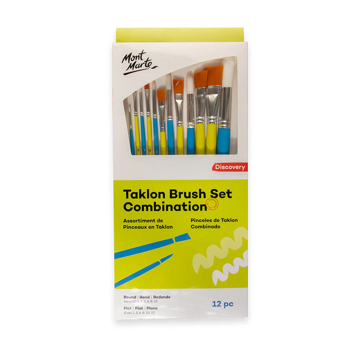 Mont Marte Taklon Combination Brush Set 12pc for Acrylic, Watercolour & Craft Painting - Al Masam Stationery LLC - art & craft - art & craft