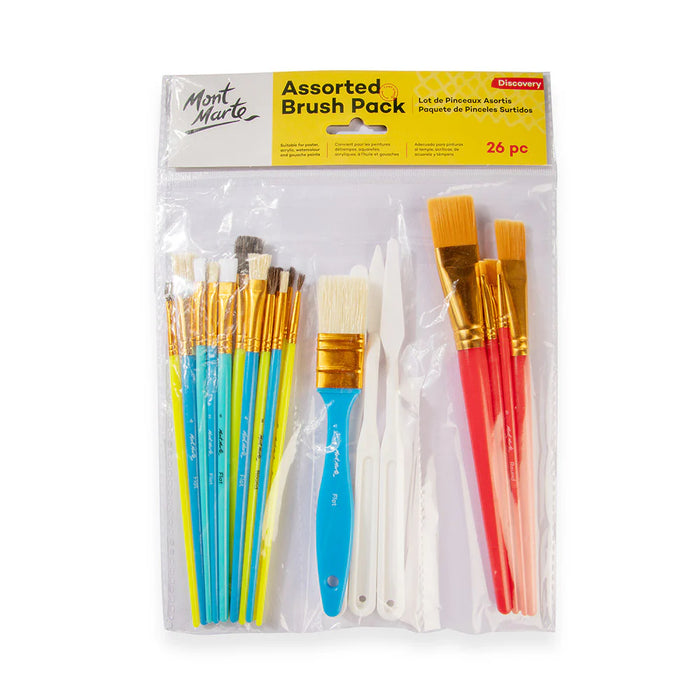 Mont Marte Assorted Paint Brush Pack 26pc for Classroom, Craft & Studio Use - Al Masam Stationery LLC - art & craft - art & craft