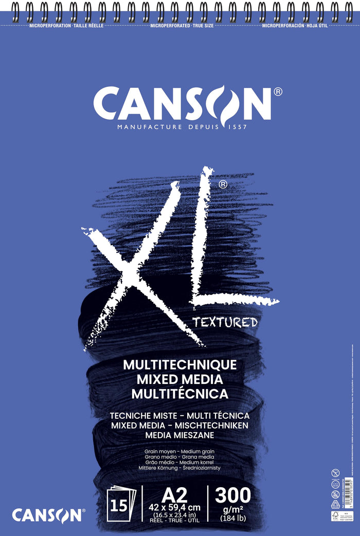 Canson XL Mixed Media Pad A2 300gsm Textured White 15 Sheets - Al Masam Stationery LLC - sketch book - sketch book
