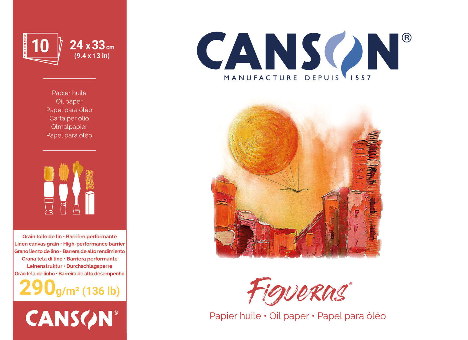 Canson Figueras Canvas Paper Pad 24×33cm 290gsm White 10 Sheets for Oil & Acrylic Painting Main image