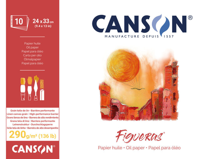 Canson Figueras Canvas Paper Pad 24×33cm 290gsm White 10 Sheets for Oil & Acrylic Painting - Al Masam Stationery LLC - sketch book - sketch book