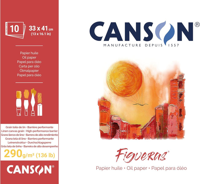 Canson Figueras Canvas Paper Pad 33×41cm 290gsm White 10 Sheets for Oil & Acrylic Painting - Al Masam Stationery LLC - sketch book - sketch book