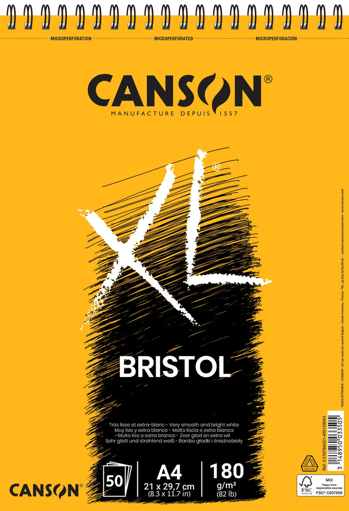 Canson XL Bristol Pad A4 180gsm Smooth White Paper 50 Sheets - Al Masam Stationery LLC - sketch book - sketch book
