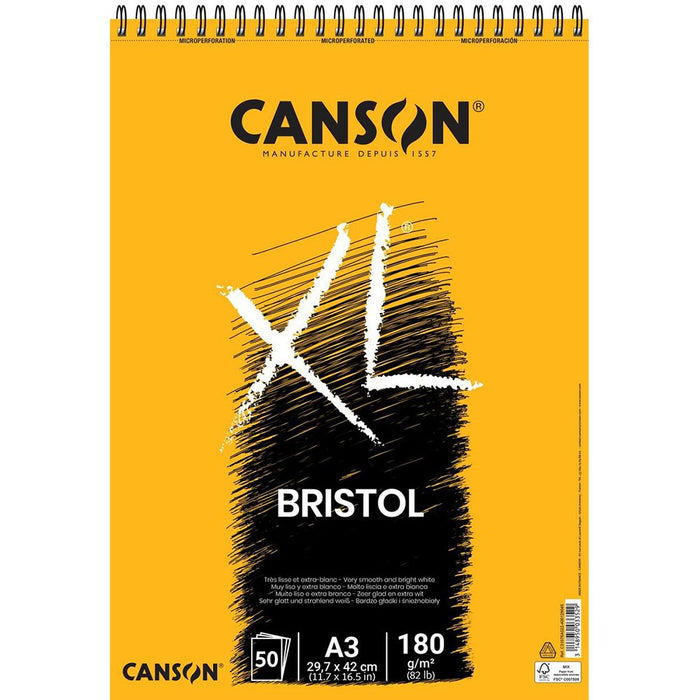 Canson XL Bristol Pad A3 180gsm Smooth White Paper 50 Sheets - Al Masam Stationery LLC - sketch book - sketch book