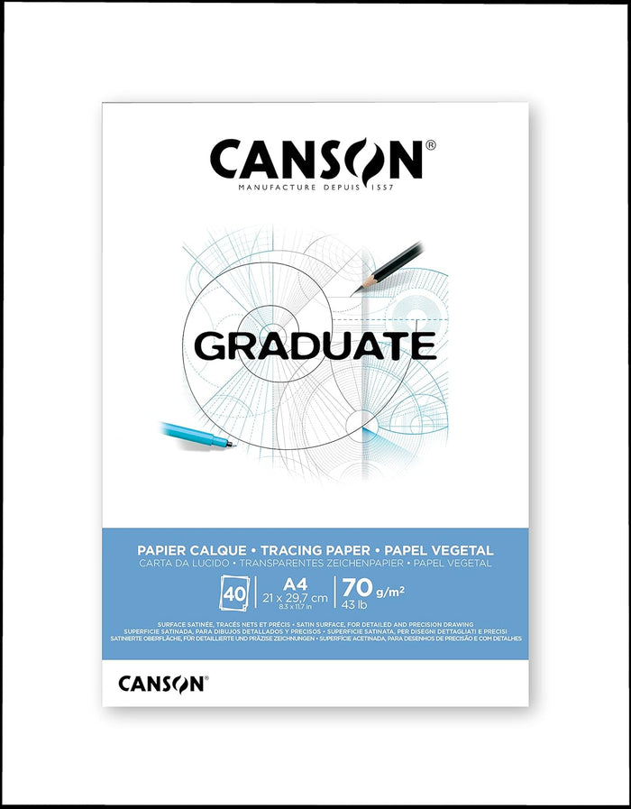 Canson Graduate Tracing Pad A4 70gsm Transparent Paper 40 Sheets - Al Masam Stationery LLC - sketch book - sketch book