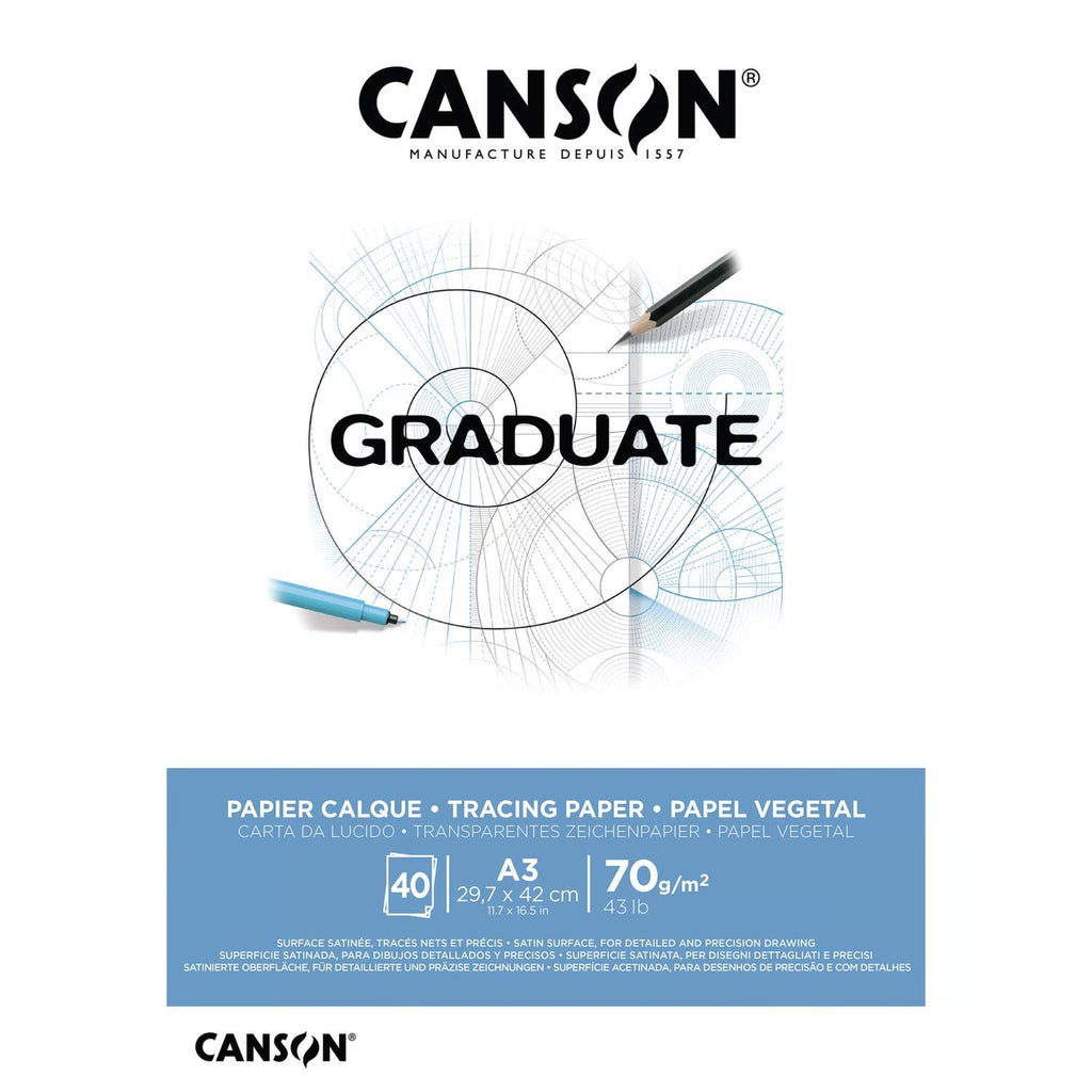 Canson Graduate Tracing Pad A3 70gsm Transparent Paper 40 Sheets