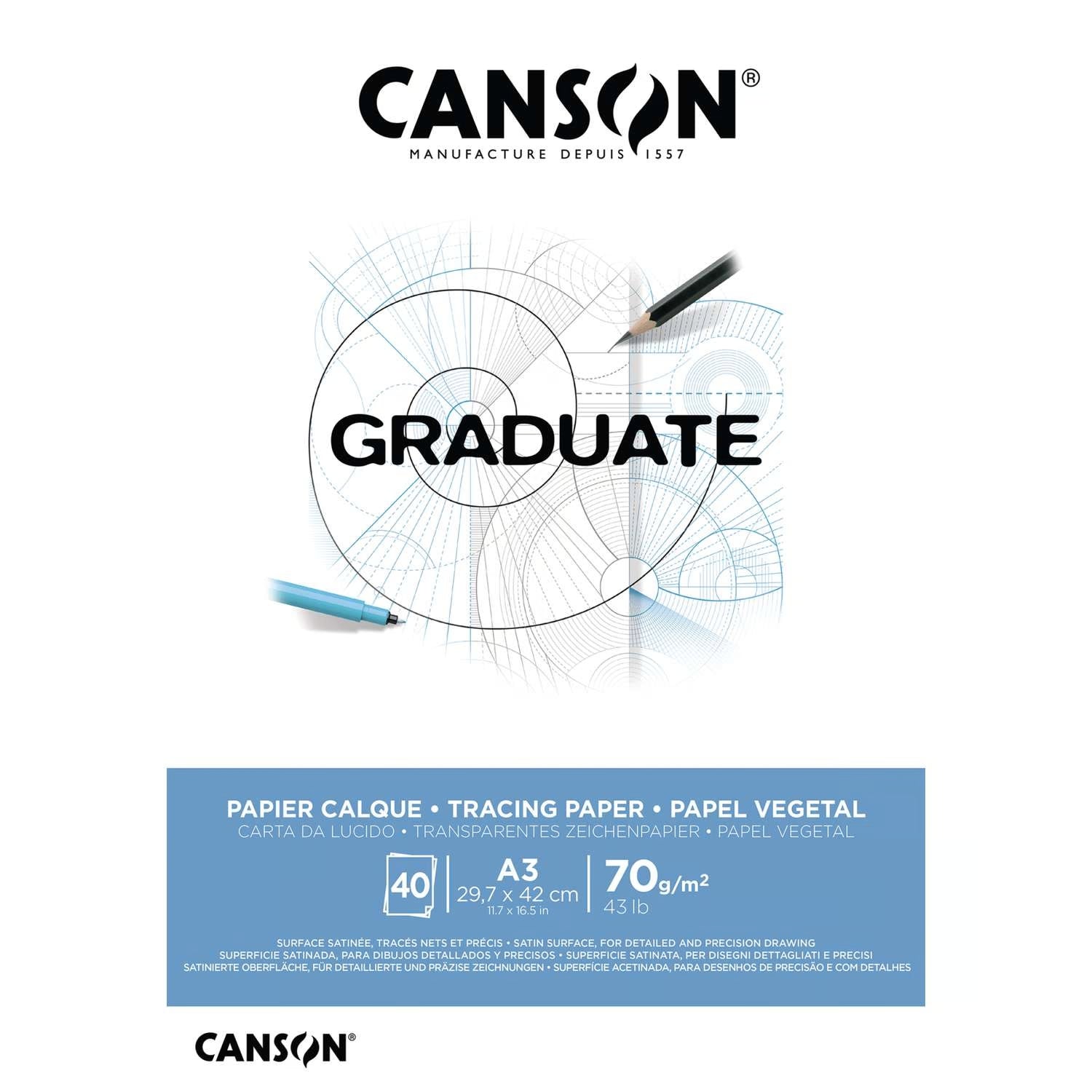 Canson Graduate Tracing Pad A3 70gsm Transparent Paper 40 Sheets