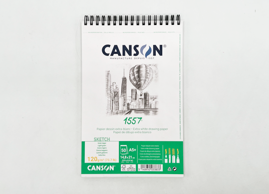Canson 1557 Spiral Sketch Pad A5 120gsm 50 Sheets White Drawing Paper - Al Masam Stationery LLC - sketch book - sketch book