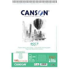 Canson 1557 Spiral Drawing Pad A3 180gsm 30 Sheets White Artist Paper - Al Masam Stationery LLC - sketch book - sketch book