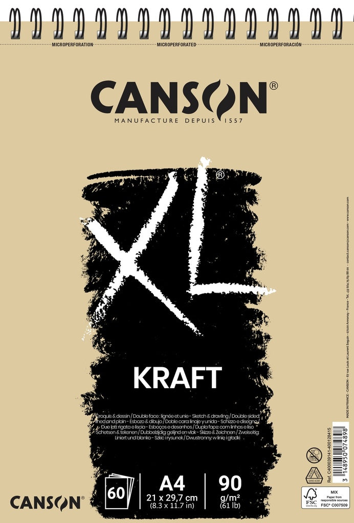 Canson XL Kraft Sketch Pad A4 90gsm Brown Paper 60 Sheets - Al Masam Stationery LLC - sketch book - sketch book