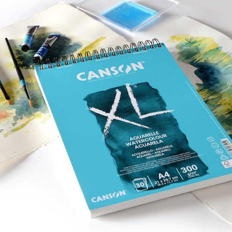 Canson XL Watercolour Pad A4 300gsm Cold Pressed White 30 Sheets