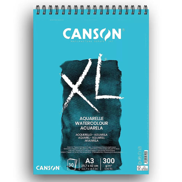 Canson XL Watercolour Pad A3 300gsm Cold Pressed White 30 Sheets - Al Masam Stationery LLC - sketch book - sketch book