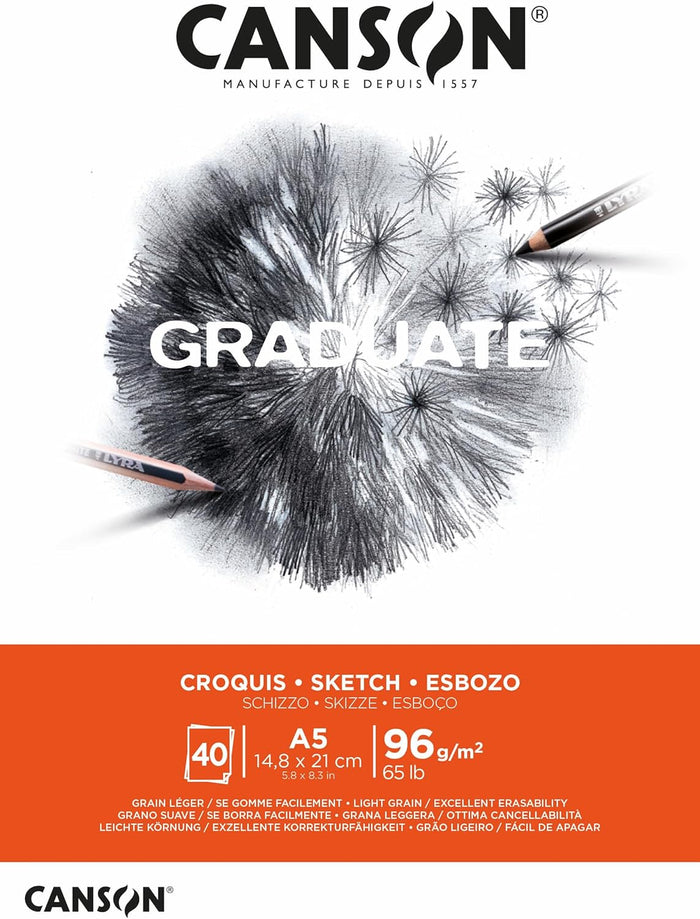 Canson Graduate Sketch Pad A5 96gsm White 40 Sheets - Al Masam Stationery LLC - sketch book - sketch book