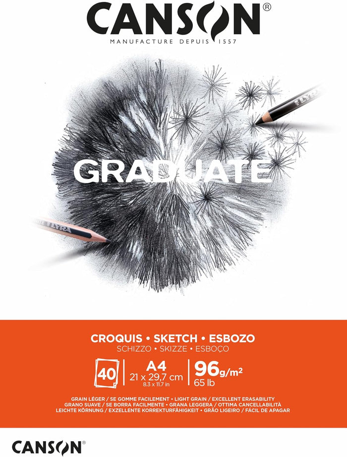 Canson Graduate Sketch Pad A4 96gsm White 40 Sheets - Al Masam Stationery LLC - sketch book - sketch book