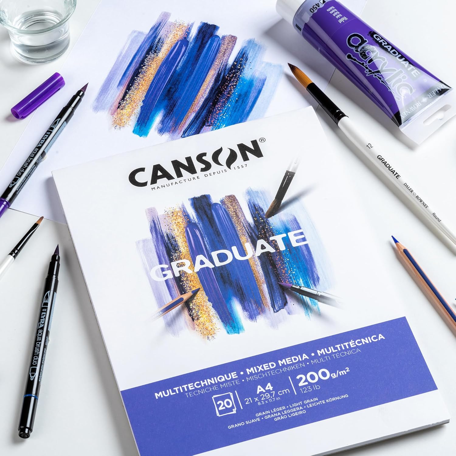 Canson Graduate Mixed Media Pad A4 200gsm White 20 Sheets