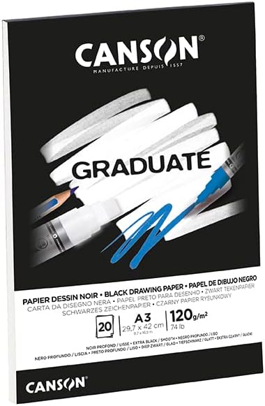 Canson Graduate Black Drawing Pad A5 120gsm 20 Sheets