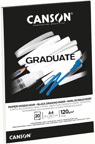 Canson Graduate Black Drawing Pad A4 120gsm 20 Sheets