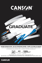 Canson Graduate Black Drawing Pad A3 120gsm 20 Sheets