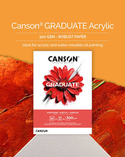Canson Graduate Acrylic Pad A4 300gsm 20 Sheets – Acrylic Painting Paper
