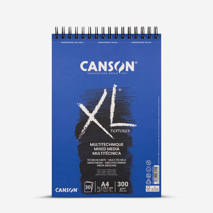 Canson XL Mix Media Spiral Pad A4 300gsm 30 Sheets – Textured Mixed Media Paper Main image