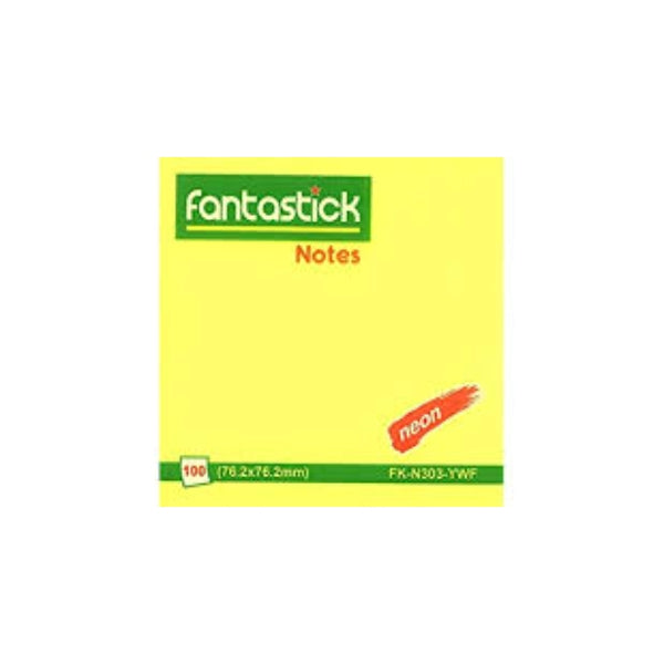 Fantastick Stick Notes 3x3" Fluorscent Yellow - Al Masam Stationery LLC Main image